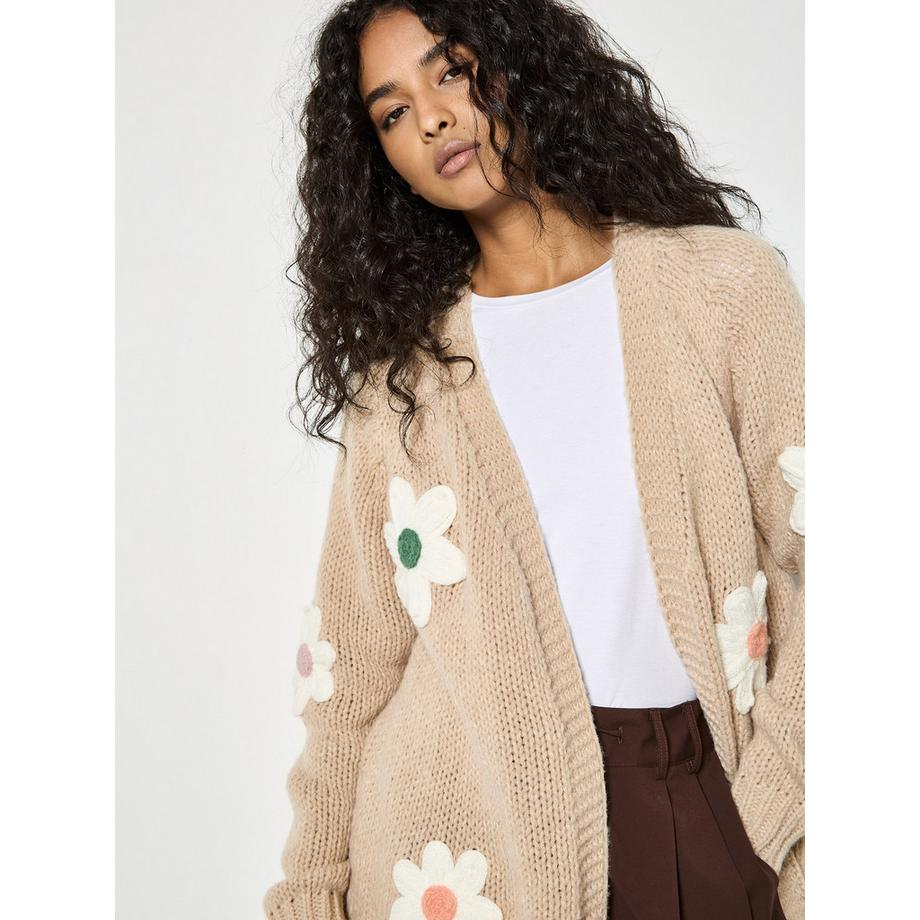 APRICOT Cardigan in maglia grossa margherite 3D  