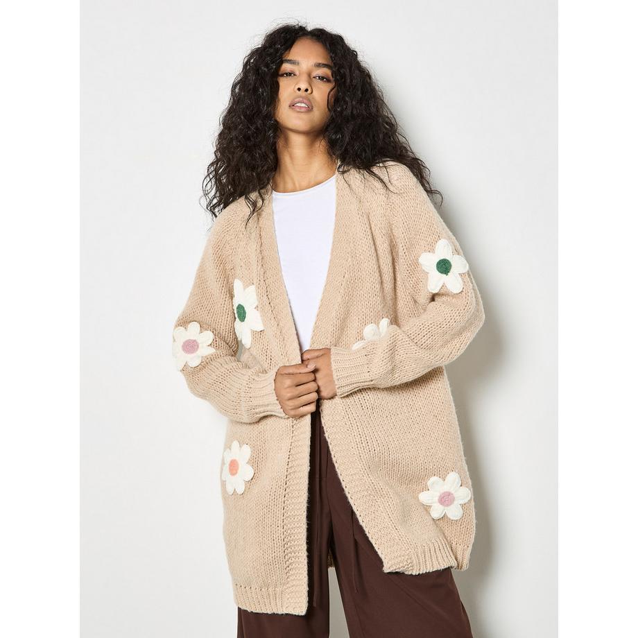 APRICOT Cardigan in maglia grossa margherite 3D  