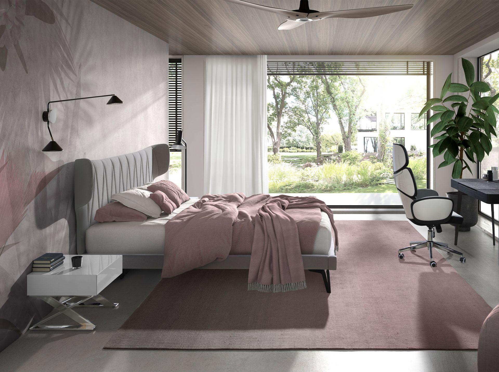 ANGEL CERDA Table de chevet en bois blanc et acier chromé  