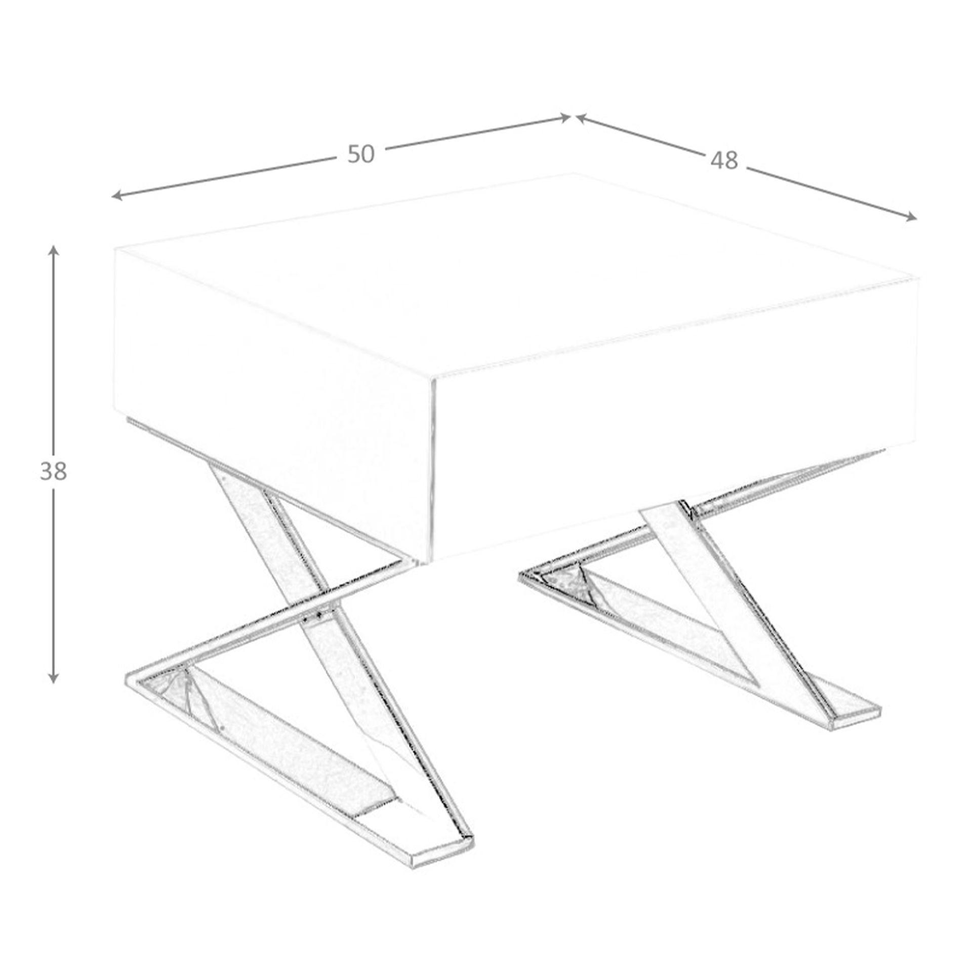 ANGEL CERDA Table de chevet en bois blanc et acier chromé  