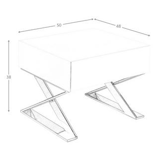 ANGEL CERDA Table de chevet en bois blanc et acier chromé  