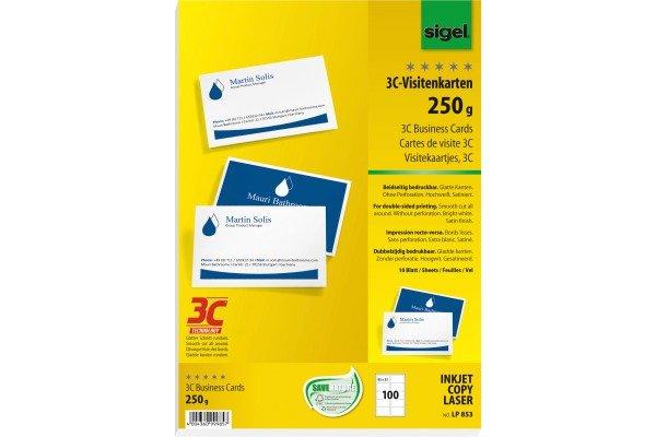 Sigel SIGEL Visitenkarten 85x55mm LP853 weiss, 250g 100 Stück  