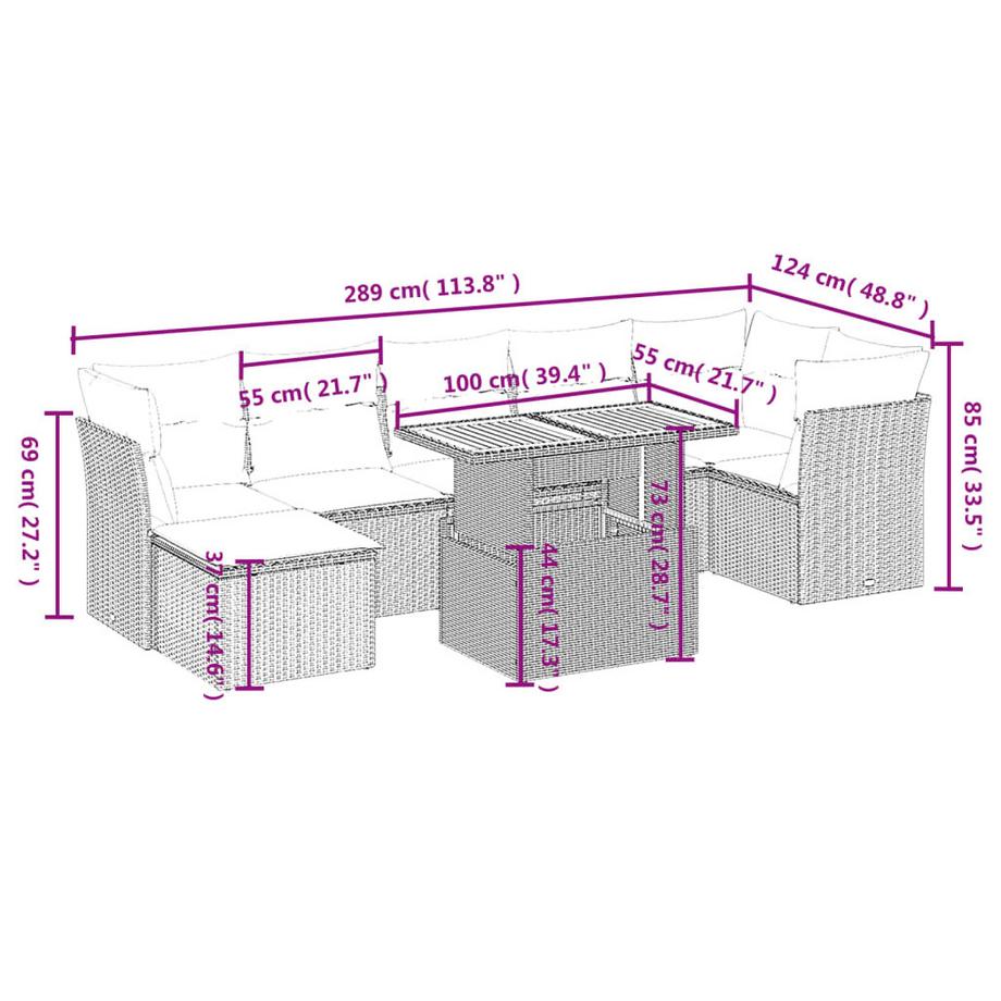 VidaXL Garten sofagarnitur poly-rattan  