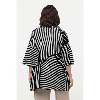 Ulla Popken Jacquard Feinstrick Stehkragen Halbarm Strickjacke  