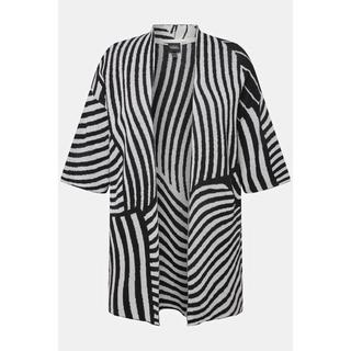 Ulla Popken Jacquard Feinstrick Stehkragen Halbarm Strickjacke  