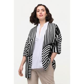 Ulla Popken Jacquard Feinstrick Stehkragen Halbarm Strickjacke  