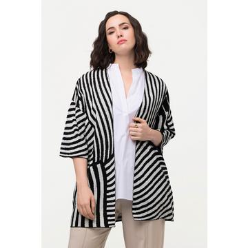 Strickjacke, Jacquard-Feinstrick, Stehkragen, Halbarm