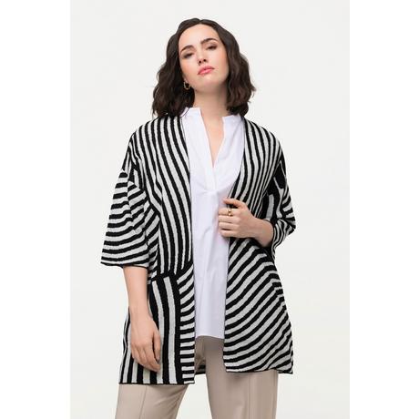 Ulla Popken Jacquard Feinstrick Stehkragen Halbarm Strickjacke  