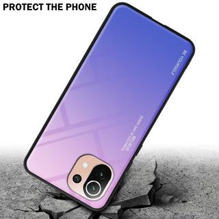 Cadorabo  Housse compatible avec Xiaomi Mi 11 LITE (4G / 5G) / 11 LITE NE - Coque de protection bicolore en silicone TPU et dos en verre trempé 