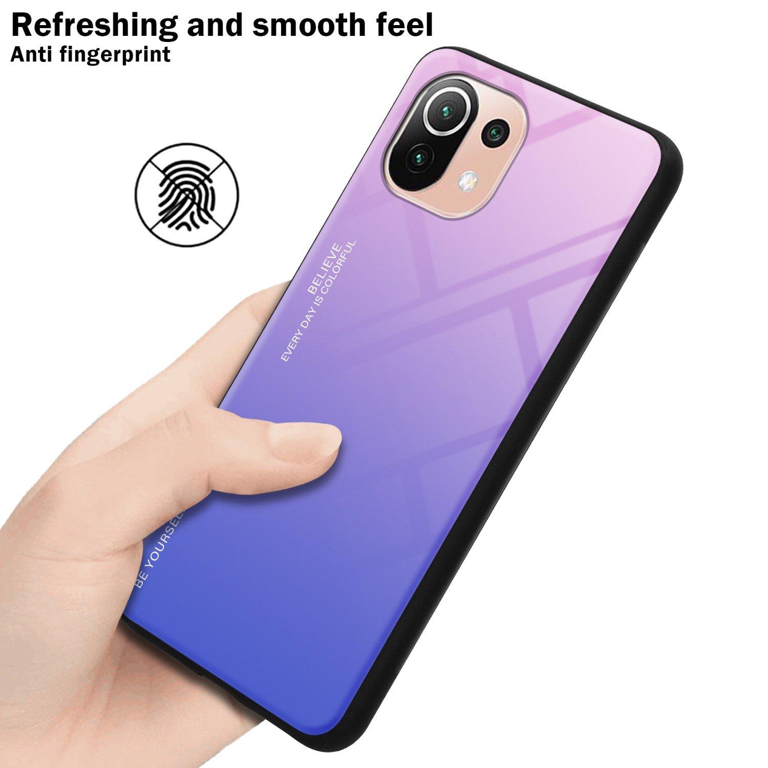 Cadorabo  Housse compatible avec Xiaomi Mi 11 LITE (4G / 5G) / 11 LITE NE - Coque de protection bicolore en silicone TPU et dos en verre trempé 