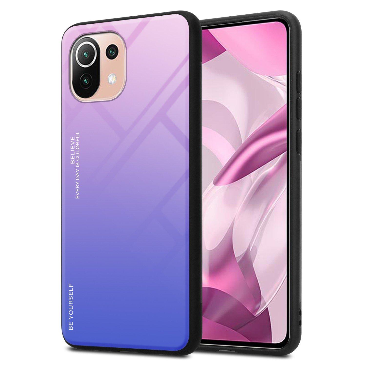 Cadorabo  Housse compatible avec Xiaomi Mi 11 LITE (4G / 5G) / 11 LITE NE - Coque de protection bicolore en silicone TPU et dos en verre trempé 