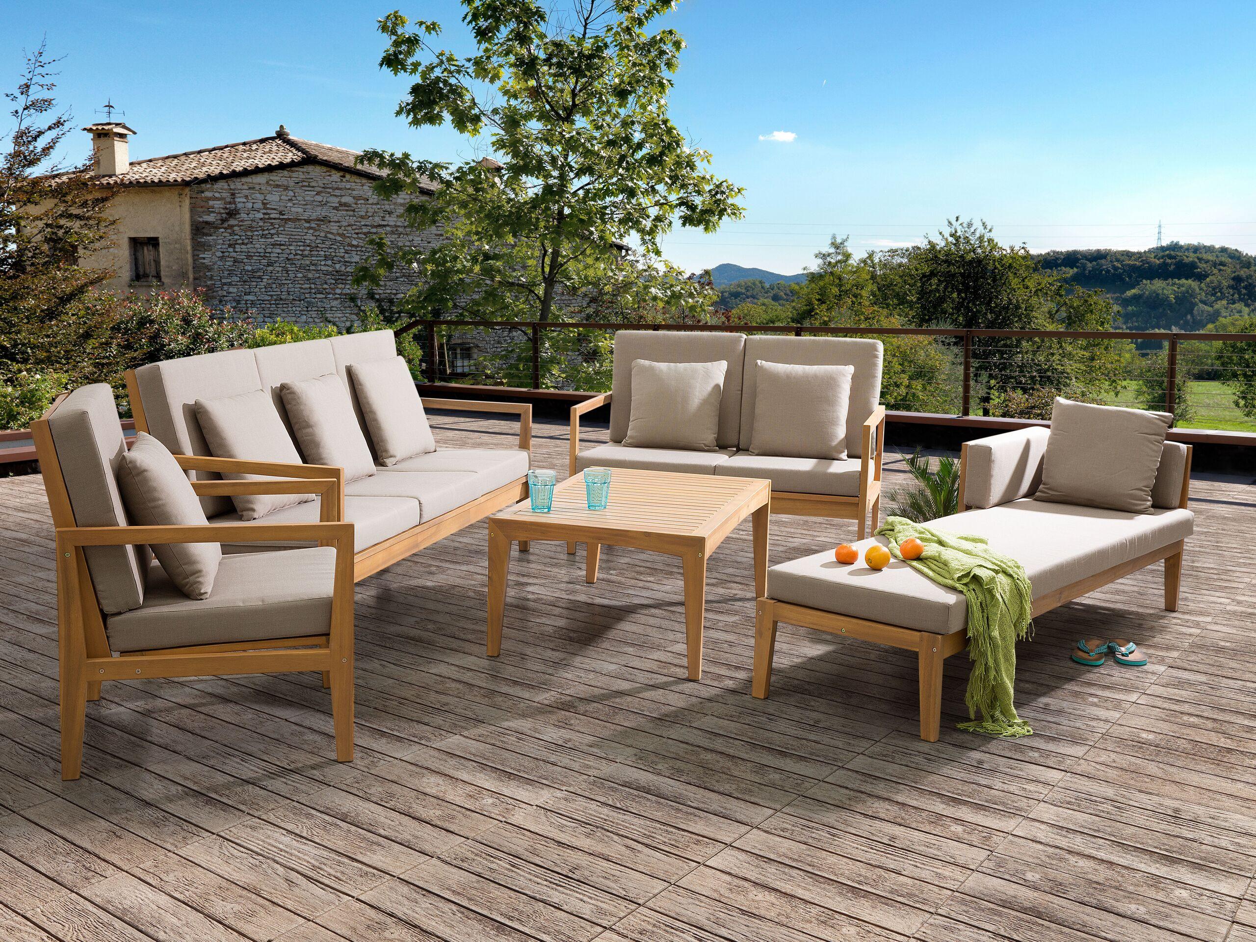 Beliani Set divani con tavolino en Legno d'acacia certificato FSC® Moderno PATAJA  