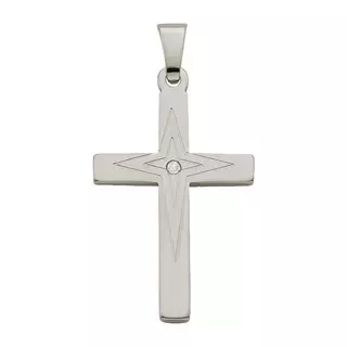 MUAU Schmuck  Pendentif croix en or blanc 750, 26x14mm Argent