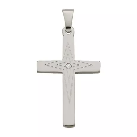 MUAU Schmuck  Pendentif croix en or blanc 750, 26x14mm Argent
