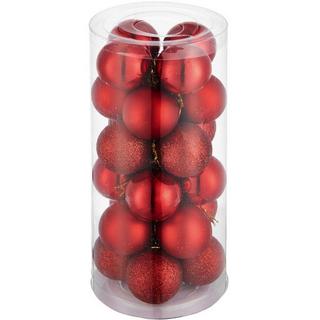 Tectake Set di 24 palline natalizie, rosse e infrangibili  