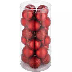 Set di 24 palline natalizie, rosse e infrangibili