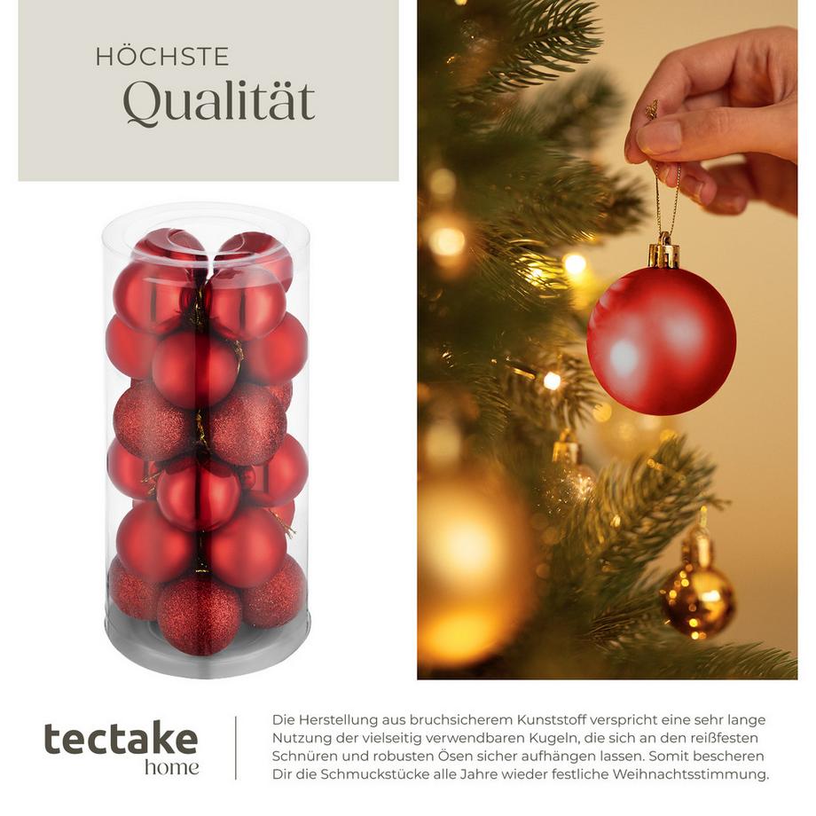 Tectake Palline natalizie   set da 24 pezzi di colore rosso  