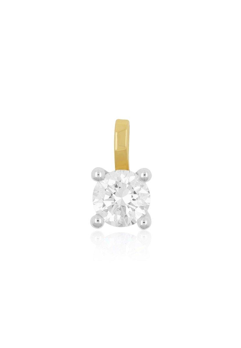 MUAU Schmuck  Pendentif solitaire serti 4 griffes or jaune 750 diamant 0,50ct. or blanc 750, 9x6mm 