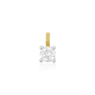 MUAU Schmuck  Pendentif solitaire serti 4 griffes or jaune 750 diamant 0,50ct. or blanc 750, 9x6mm 