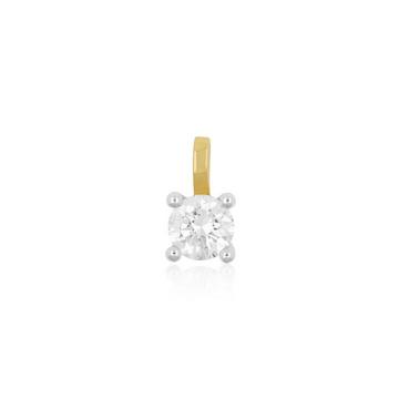 Pendentif solitaire serti 4 griffes or jaune 750 diamant 0,50ct. or blanc 750, 9x6mm