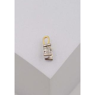 MUAU Schmuck  Pendentif solitaire serti 4 griffes or jaune 750 diamant 0,50ct. or blanc 750, 9x6mm 