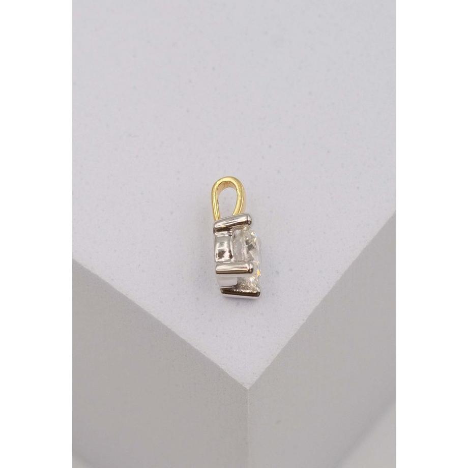 MUAU Schmuck  Solitär Anhänger 4-Griff-Fassung Gelbgold 750 Diamant 0.50ct. Fassung Weissgold 750, 9x6mm 