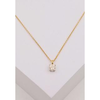 MUAU Schmuck  Pendentif solitaire serti 4 griffes or jaune 750 diamant 0,50ct. or blanc 750, 9x6mm 