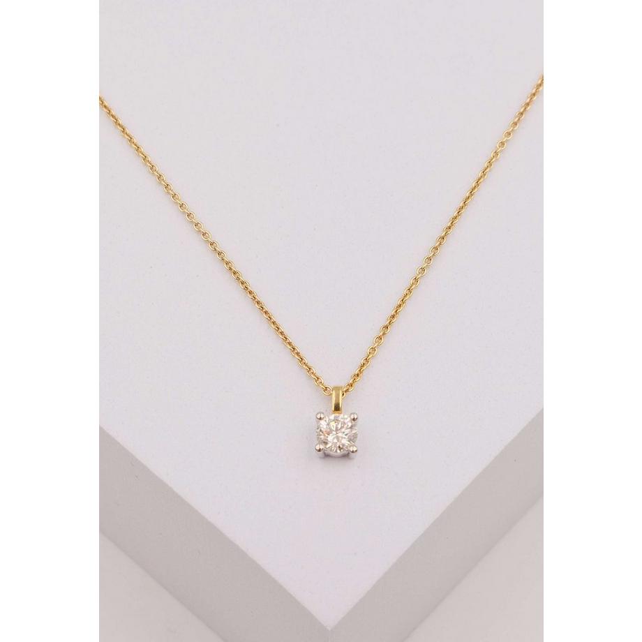 MUAU Schmuck  Solitär Anhänger 4-Griff-Fassung Gelbgold 750 Diamant 0.50ct. Fassung Weissgold 750, 9x6mm 