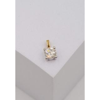 MUAU Schmuck  Pendentif solitaire serti 4 griffes or jaune 750 diamant 0,50ct. or blanc 750, 9x6mm 