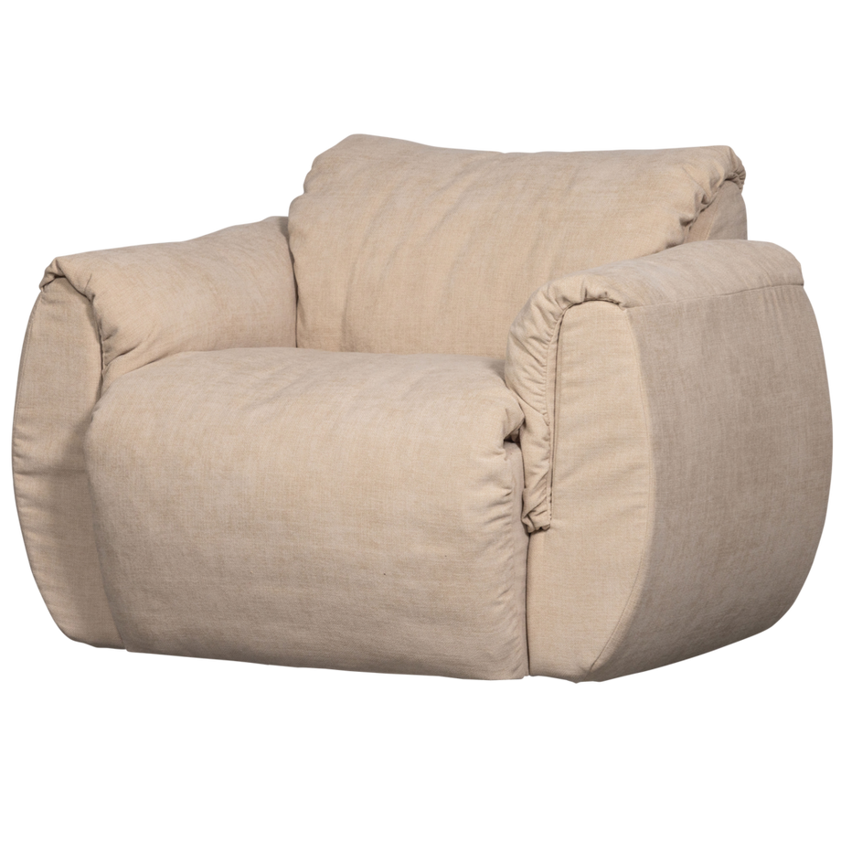 Fauteuil Baggy tissé chenille sable