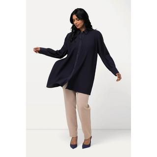 Ulla Popken Blusa plissettata Taglio svasato Maniche lunghe Collo a camicia  