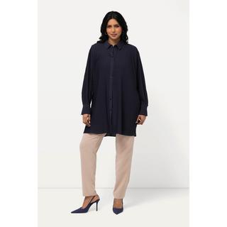 Ulla Popken Blusa plissettata Taglio svasato Maniche lunghe Collo a camicia  