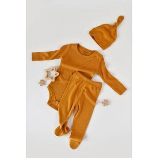 BabyCosy Organic  Set, Strickhose mit Fuß, Body langarm, Mütze 