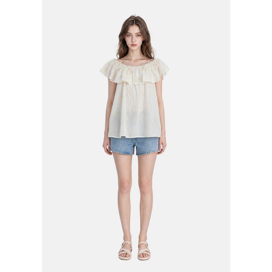Chiara Ferretti Blouse épaules dénudées avec imprimé flocons de neige  