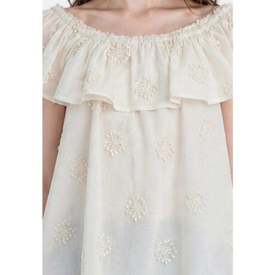 Chiara Ferretti Blouse épaules dénudées avec imprimé flocons de neige  