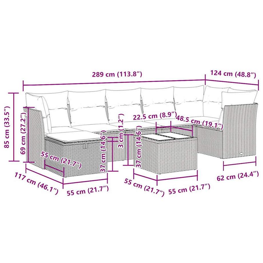 VidaXL Ensemble de canapés de jardin rotin synthétique  