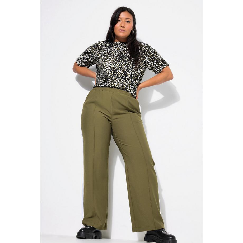 Studio Untold Pantalon Wide Legs Passepoil Bandes Latérales Taille Élastique  