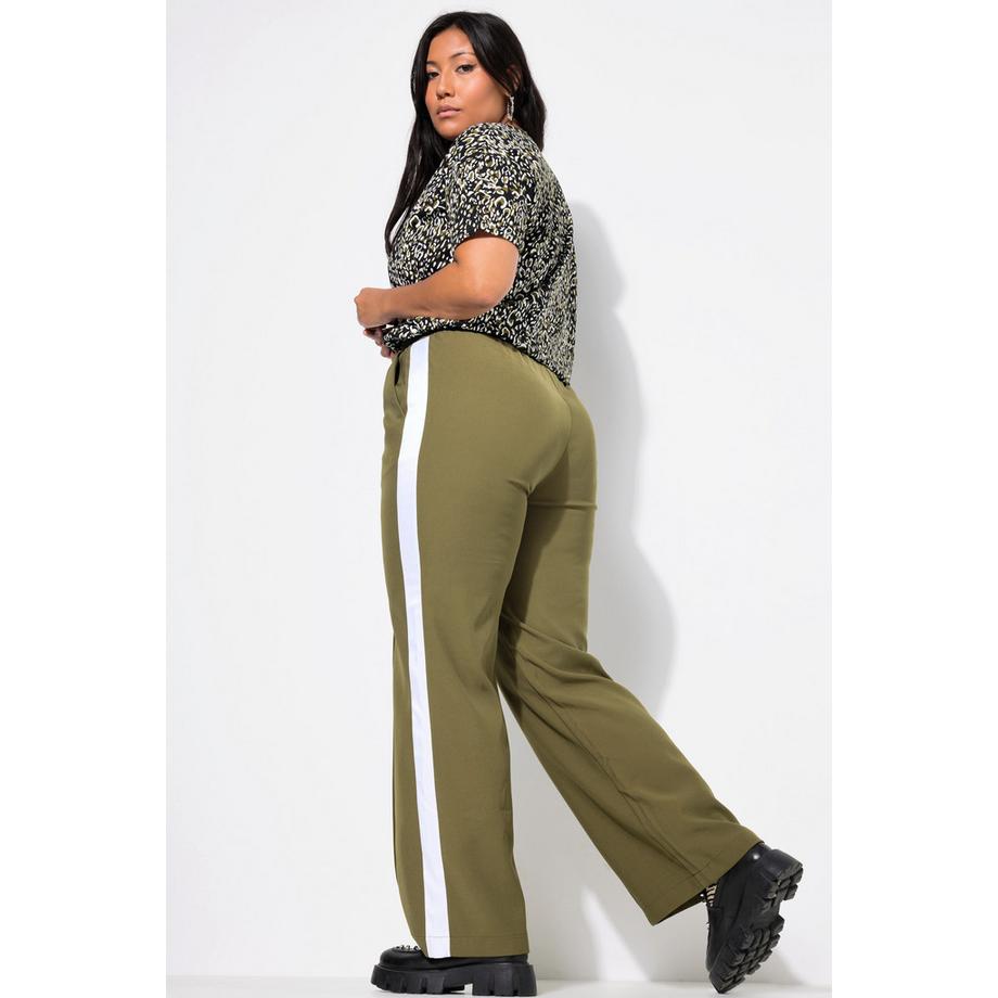 Studio Untold Pantalon Wide Legs Passepoil Bandes Latérales Taille Élastique  