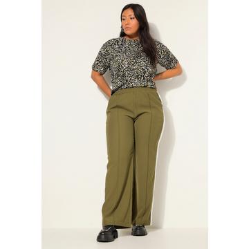 Pantalon à coupe Wide Legs. Taille élastique, bandes latérales et passepoil