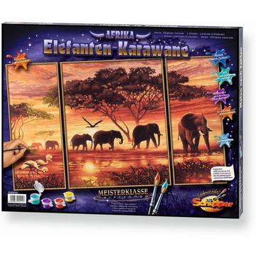 Schipper 609260455 - Malen nach Zahlen: Elefanten Karawane, 50 x 80 cm