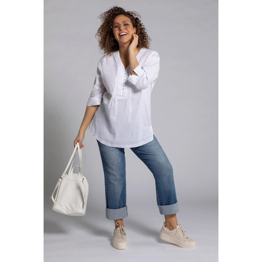 Ulla Popken Bubble Tunika Biesen Herzausschnitt 3/4-Arm  