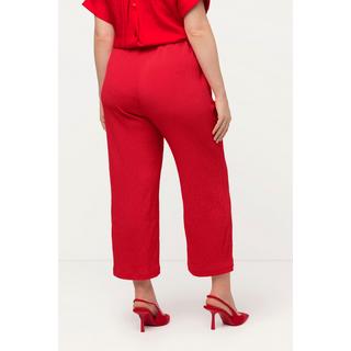 Ulla Popken  Pantaloni a 7/8 modello Mary con crespatura a bolle, taglio della gamba ampio e cintura comoda 