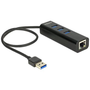 HUB USB 3.0 A 3 PORTE+1 PORTA GIGABIT LAN 10/100/1000 MBPS