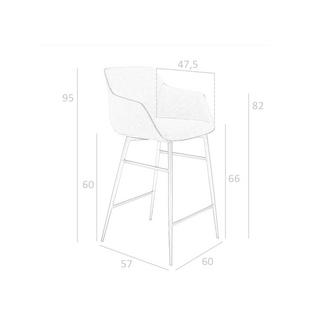 ANGEL CERDA Tabouret en tissu gris  