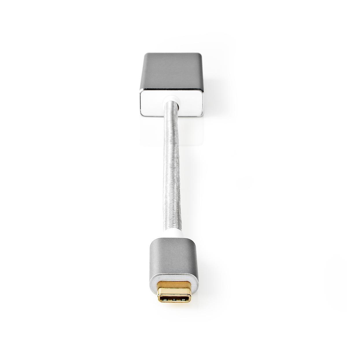 Nedis  Adaptateur USB-C™ | USB 3.2 Gen 1 | USB-C™ mâle | DisplayPort femelle | 0,20 m | Rond | Plaqué or | Tressé / Nylon | Argent | Boîte en carton avec fenêtre couverte. 