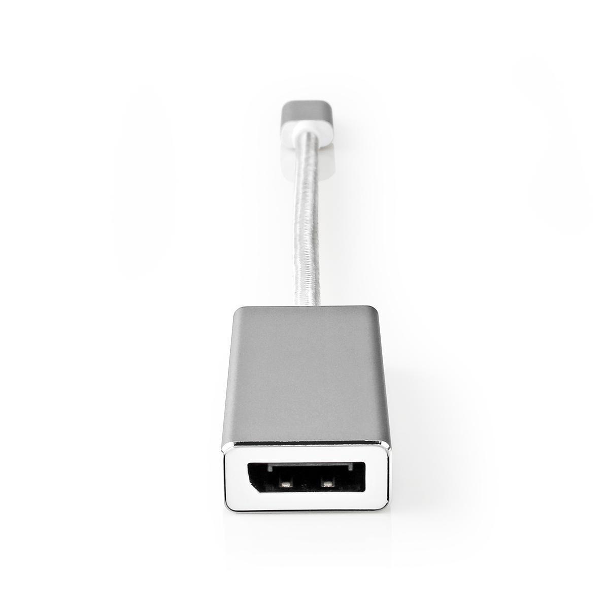 Nedis  Adaptateur USB-C™ | USB 3.2 Gen 1 | USB-C™ mâle | DisplayPort femelle | 0,20 m | Rond | Plaqué or | Tressé / Nylon | Argent | Boîte en carton avec fenêtre couverte. 