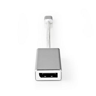 Nedis  Adaptateur USB-C™ | USB 3.2 Gen 1 | USB-C™ mâle | DisplayPort femelle | 0,20 m | Rond | Plaqué or | Tressé / Nylon | Argent | Boîte en carton avec fenêtre couverte. 