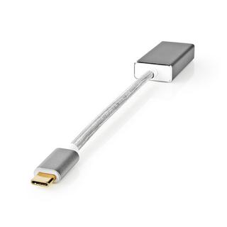Nedis  Adaptateur USB-C™ | USB 3.2 Gen 1 | USB-C™ mâle | DisplayPort femelle | 0,20 m | Rond | Plaqué or | Tressé / Nylon | Argent | Boîte en carton avec fenêtre couverte. 