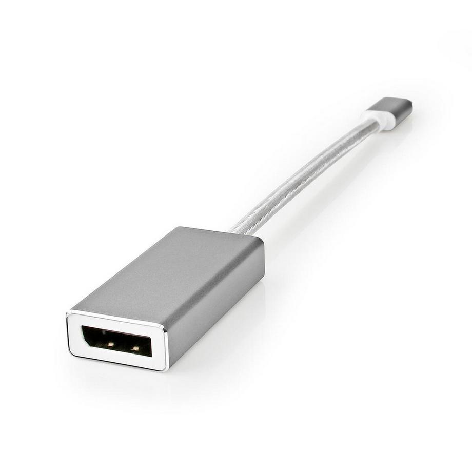 Nedis  USB-C™-Adapter | USB 3.2 Gen 1 | USB-C™-Stecker | DisplayPort-Buchse | 0,20 m | Rund | Vergoldet | Geflochten / Nylon | Silber | Pappschachtel mit abgedecktem Fenster. 