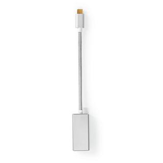 Nedis  Adaptateur USB-C™ | USB 3.2 Gen 1 | USB-C™ mâle | DisplayPort femelle | 0,20 m | Rond | Plaqué or | Tressé / Nylon | Argent | Boîte en carton avec fenêtre couverte. 